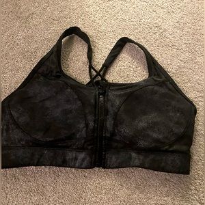 ZYIA M VGUC Gray Stonewashed Front Zipper Strappy Bra